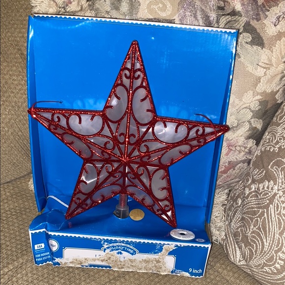 ❤️ 🌟❤️NWT Holiday Time LED Red Star Tree Topper - Picture 1 of 6